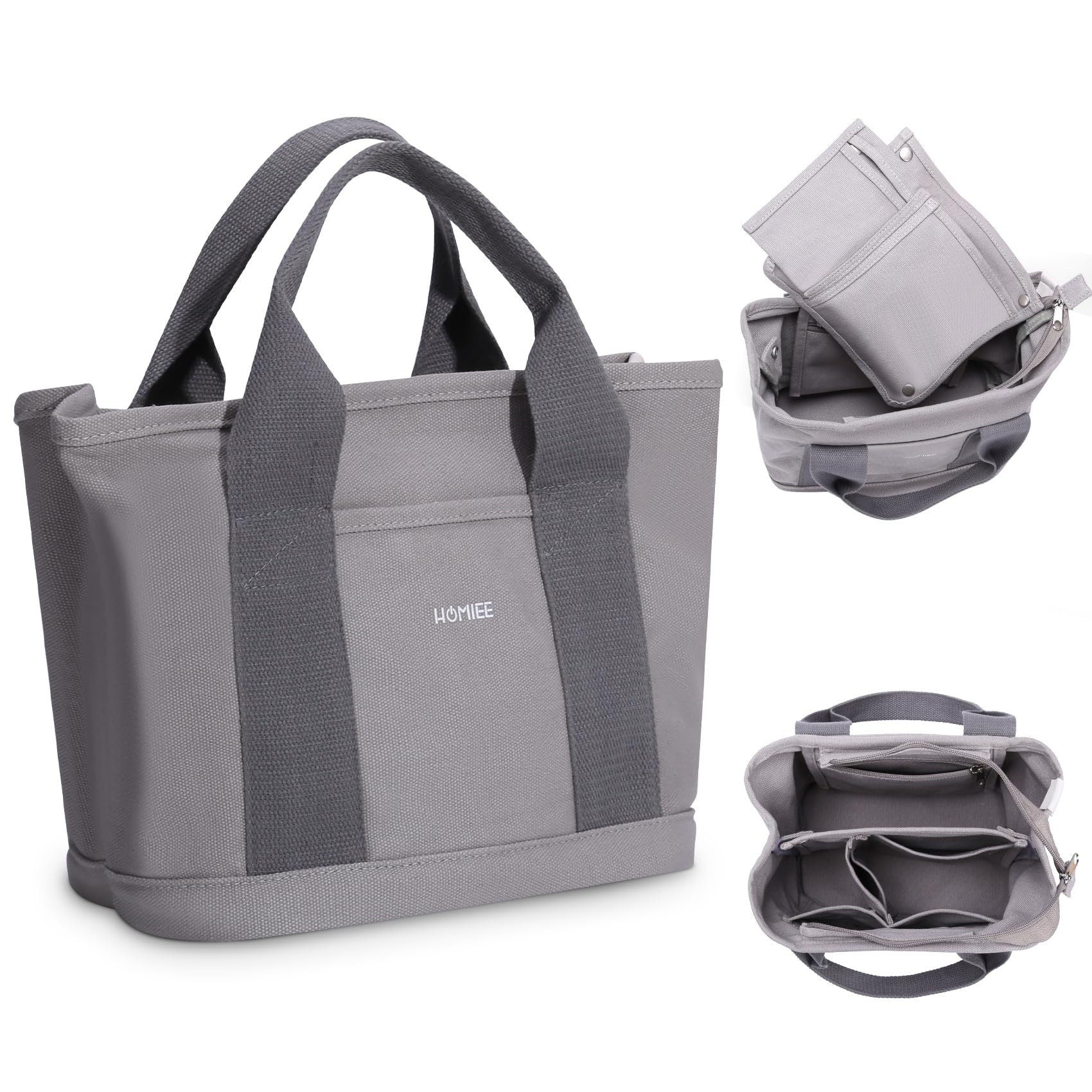 

Tote Bag for Inner Convenient Going Present [HOMIEE] Women, Canvas, Divided, Self-standing, Lightweight, Large, Bag, Mother s Bag, Handbag, Plain, сірий колір