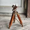 Vintage Brass Telescope with Wooden Tripod Maritime Desk Decor