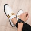 Foreign trade business dress new men's square head casual small leather shoes Korean version trendy hairstylist thick-soled white single shoes