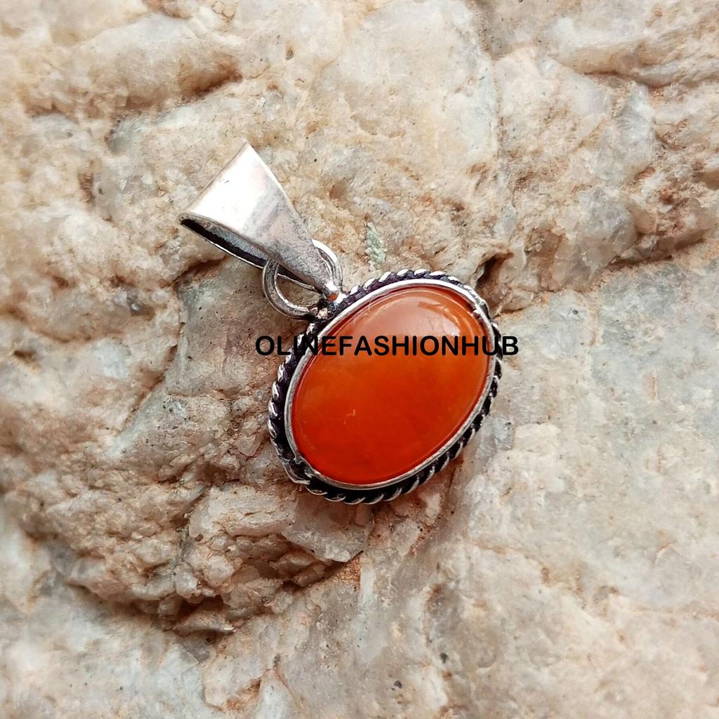 Karneol Edelstein 925 Sterling Silber vergoldet ovaler Anhänger Schmuck NST-P16