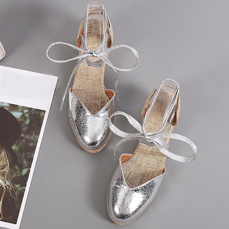 Fashion Women Wedges Sandals Ankle Strap Woman Espadrilles Narrow Band Closed Toe Female Summer Shoes Ladies Platform Sandal New Shoes