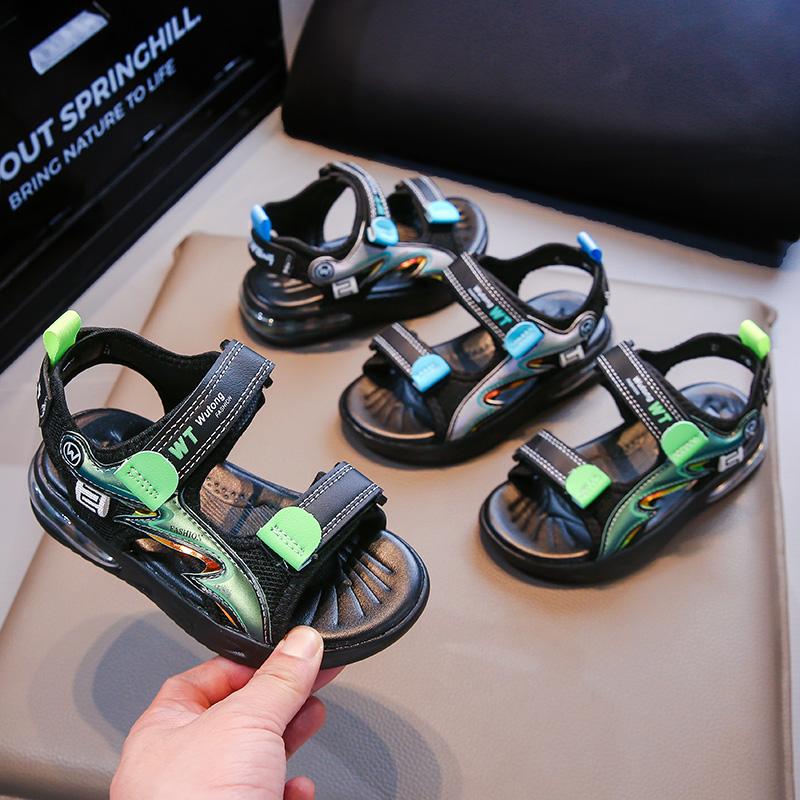 Jungen Strandschuhe Offene Zehen Klettverschluss Kinder Sandalen Rutschfeste Weiche Sohle 2025 Sommer Neu Kinder Mode Schuhe Hübsch Trendig