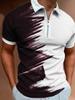 Trendy Short Sleeve Zip-Up Polo, Striped Slim Fit Casual Top