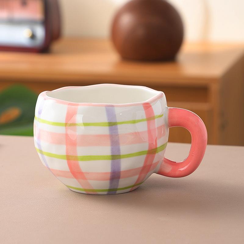 Koreanischer Ins-Wind handgepresste Liebe Keramik-Kaffeetasse, Nachmittagstee handbemalte Blumentasse hochwertiger Wasserbecher