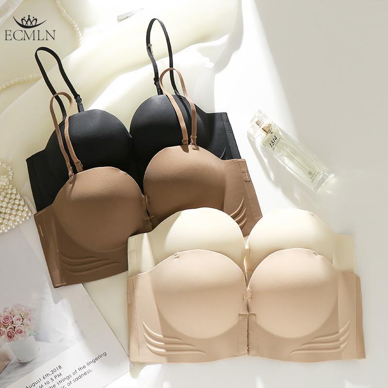 ECMLN Frontspenne Stroppeløs Dame Sexy Push Up BH Tykk Svamp Sklisikker Liten Bryst Samlet Komfortabel Pustende Undertøy BH