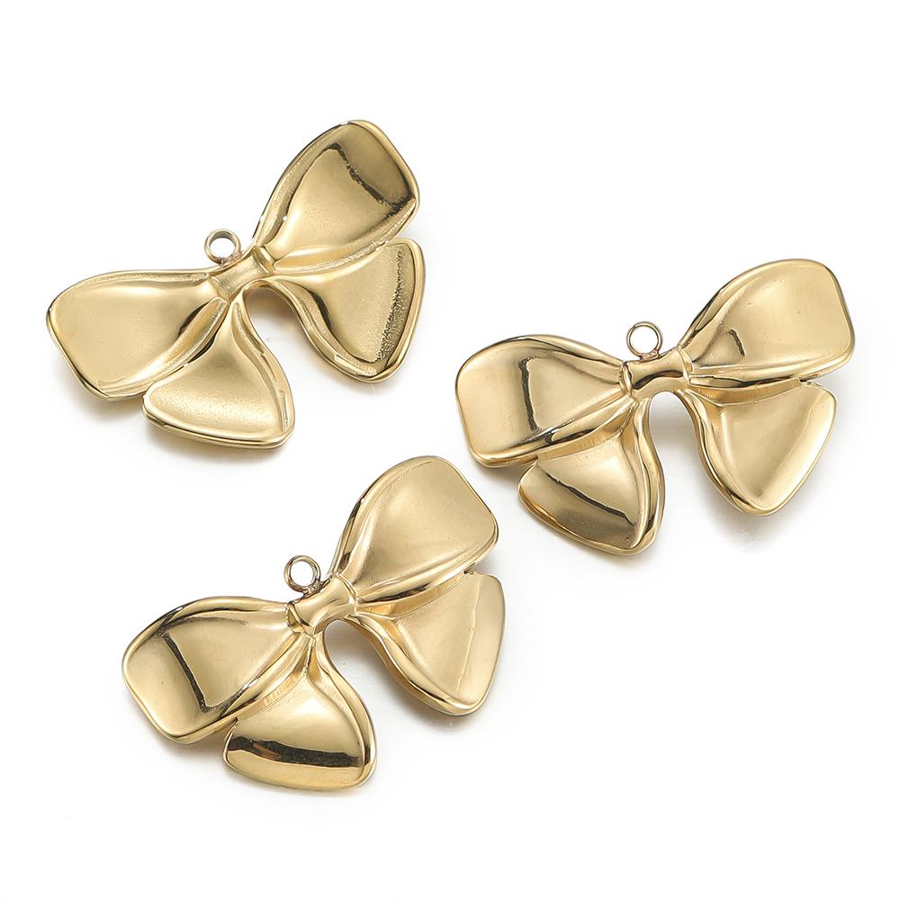 2pcs/Lot Multiple Styles Stainless Steel Bow Shape Charm Pendants for Earrings Necklace Pendant DIY Jewelry Making Accessories