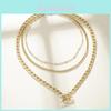 Elegant Three Layered Fashion Necklace For Women With Geometric Design In Alloy