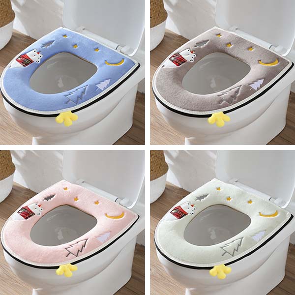 

WTEMPO Large Household Toilet Seat Cover Pads Thickened Warm Toilet Seat Cushions Printed All-season Universal Toilet Seat Covers 4pcs