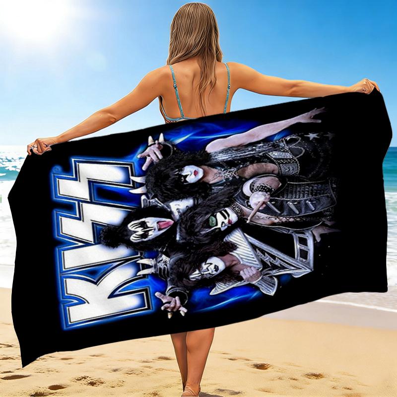 1Pc Kiss Band Rock Legends Beach Towel Quick Dry Multiuse For Beach Pool Gym Yoga Home Travel Christmas Halloween Xmas Gift L15