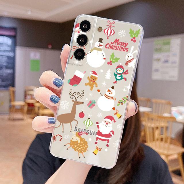 

Прозрачный чехол для Samsung Galaxy S22 S20 FE S21 S10 S9 Plus Note 20 Ultra 10 Lite 9, мягкий чехол из ТПУ для телефона, снеговик, рождественский мультфильм Samsung Note 20Ultra