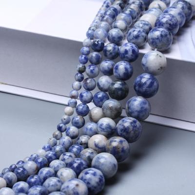 Beads 40-15pcs Bracelet Necklace Accessories Round Fashion Handwork Natural Stone DIY for Jewelry Making 4 6 8 10 12mm Beading Accessories Blue Dot
