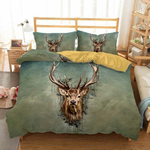 3D Animal Deer Bedding Set Quilt Cover and Pillowcase Single Double Queen King