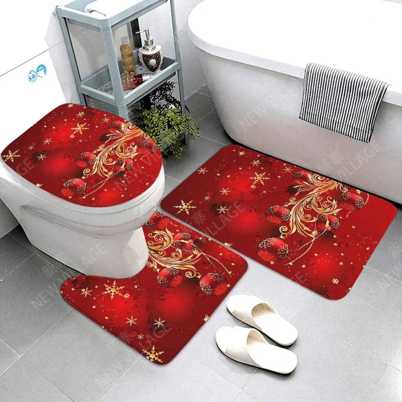 Home Bathroom Floor Mats Christmas Decorations Bath Foot Mat Modern Bathroom Accessories Rug Toilet Mat Bathtub Anti-slip Carpet