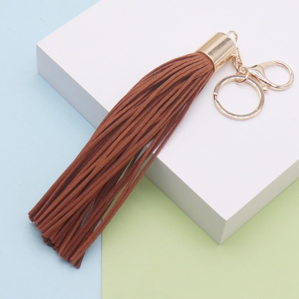 Cute Hanger Leather Tassel Keychain Alloy Pu Car Keyring Fashion DIY Bag Charm Men