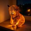 Harz Schottisches Hochlandrind Geschenke Eingebaute LED-Lichter Coole Schottische Hochlandrind Dekorationen für Minimalistische Regale Schreibtische & Tische