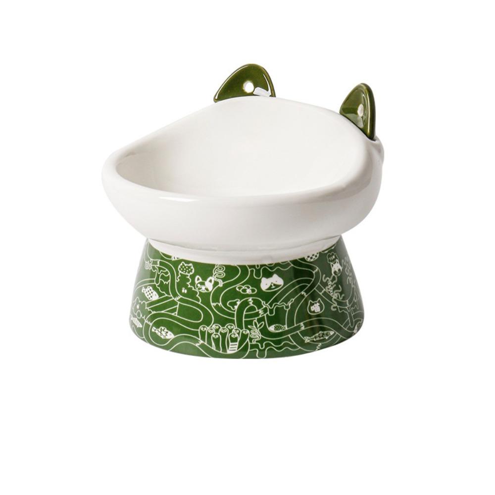 Large Capacity Pet High Foot Bowl Non-slip Dog Food Feeding Basin Ceramic Cat Bowl  Kitten Puppy