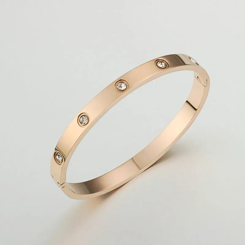 Luxury Love Bangle Bracelet - Gold Sparkling Unisex Hand Zircon, Fashion Gift for Men & Women