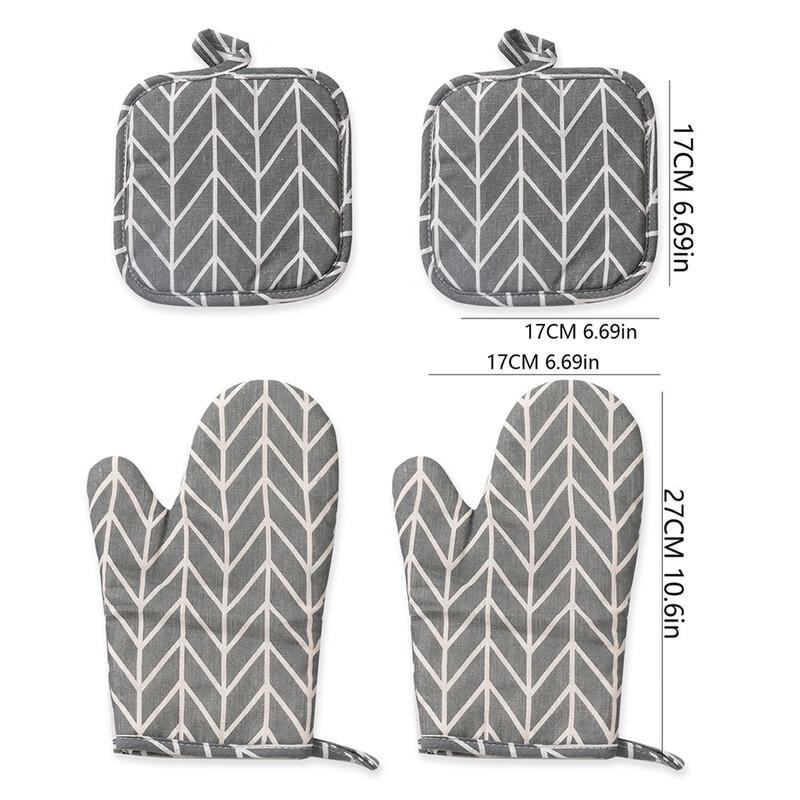 MDNG Cotton Linen Heat Resistant Oven Mitts & Pot Holders