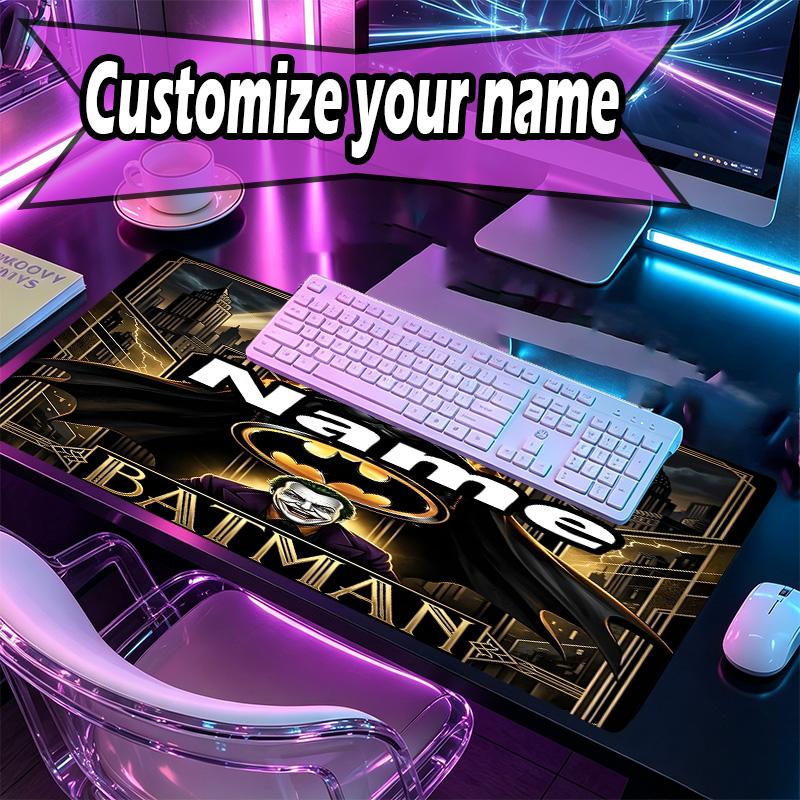 Custom Name Personalized Batman Pattern Mousepad, Laptop PC Desk Mat, Decorative Desk Mat for Home Keyboard Pad Gift