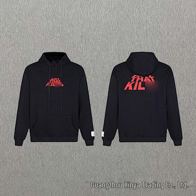 GALLERY DEPT Bluza Unisex z Kapturem Bawełniana z Plamami Farby Graffiti - Jesienna Luźna