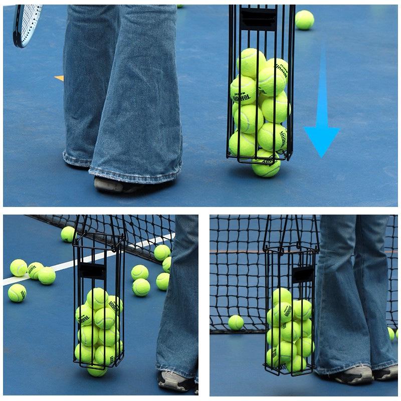 Portable Tennis Ball Picker: Professional Quick Press-Down Ball Retriever, Convenient Pick-Up Basket Gadget.