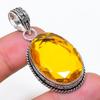 Natural Citrine Gemstone Handmade 925 Sterling Silver Jewelry Pendant 1.97" AP-14251