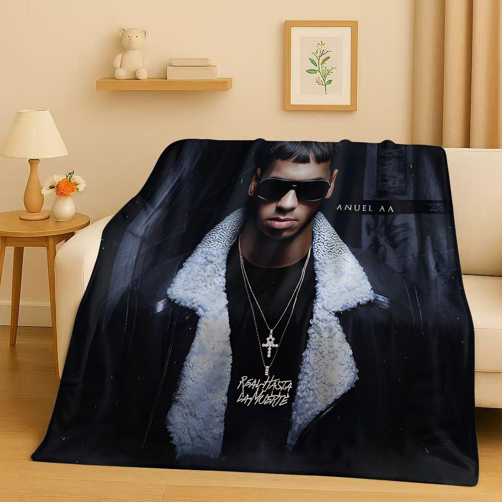 3D Anuel AA Real Hasta La Muerte Rapper Flannel Blanket,Ultra Soft Warm Plush Throw for Home Bedroom Bed Sofa Cover Kids Picnic