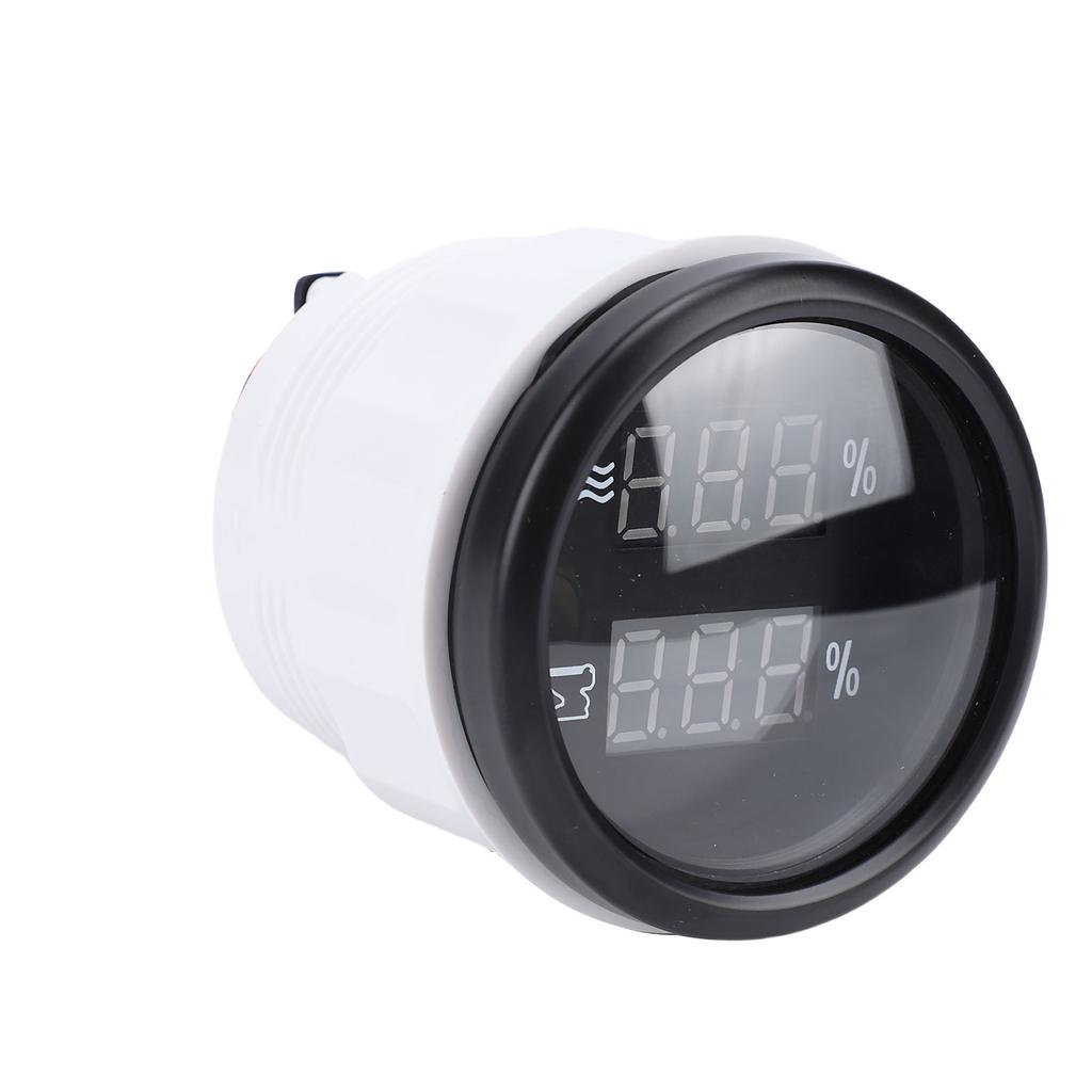 52mm 2 in 1 Digital Water Sewage Gauge Multi Function with White Backlight for RVs Trucks Boat Yachts