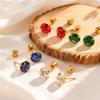 Fashionable White Zircon Earrings,Multicolor Temperament Four-Prong Zircon Stud Earrings for Women,Simple Jewelry Gift Wholesale