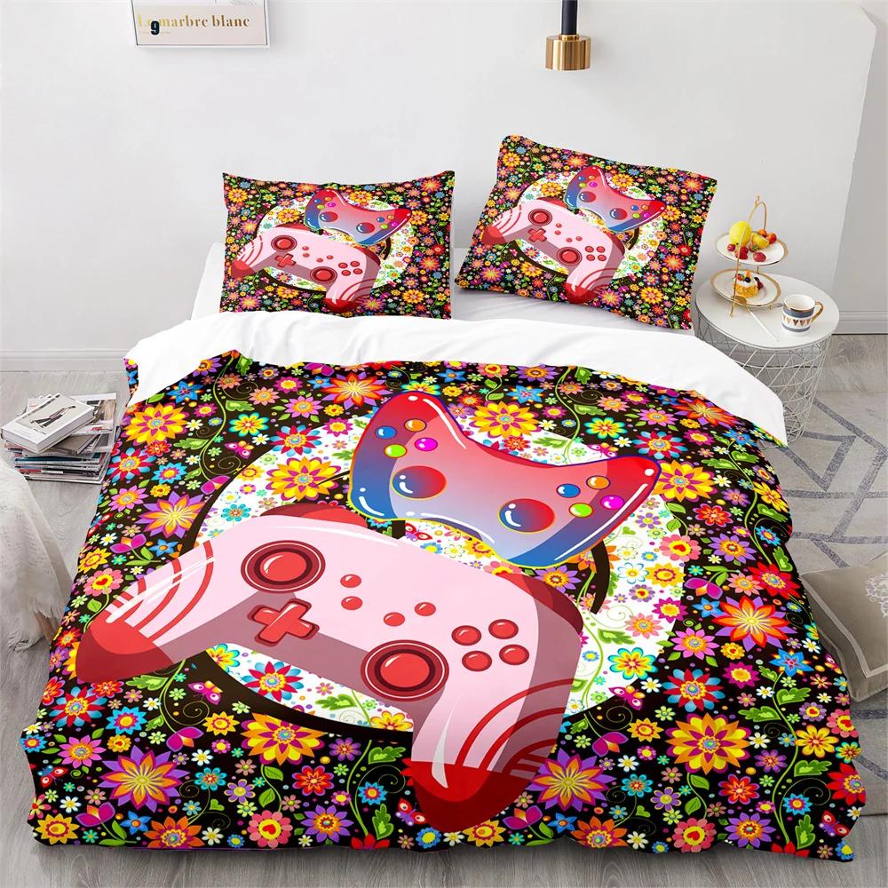 Comforter Colourful Gamepad Single Double Size Video Gamepad Pattern Boy For Bedroom Decor Polyester Comforter