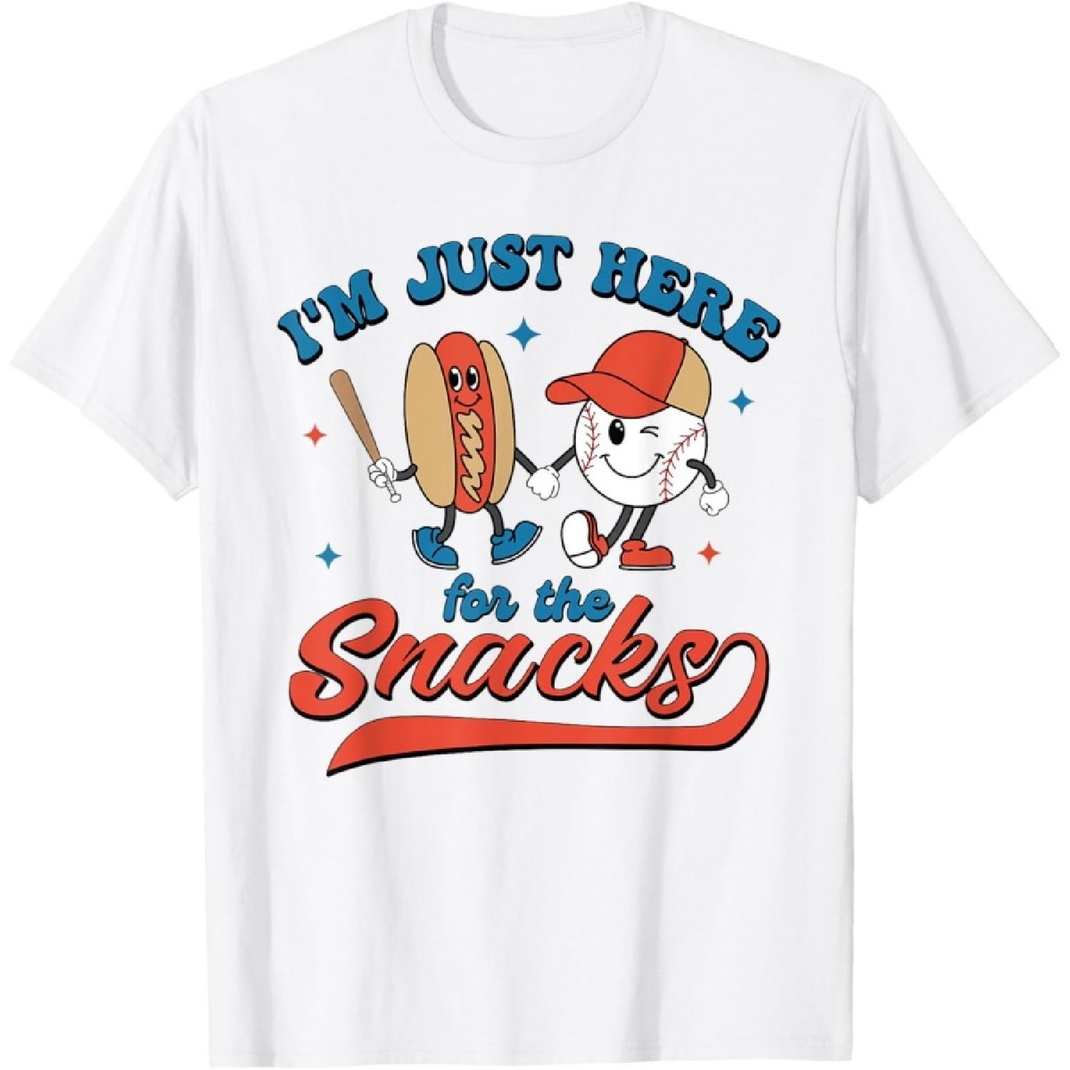 I m Just Here For The Snacks Baseball Hot Dog 4th Of July T-Shirt for Men Women Kids XXXXXL белый