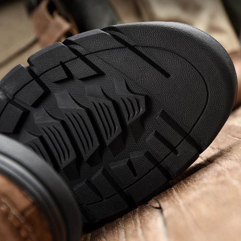 Men's Genuine Leather Hiking Shoes Lace Up Outdoor Casual Sneakers