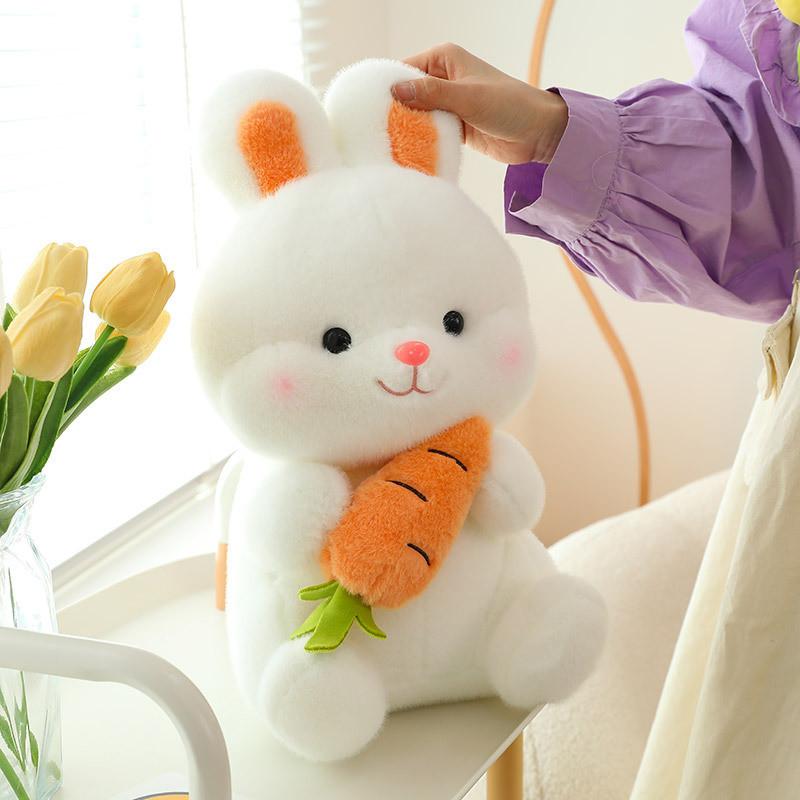 Adorable Carrot Rabbit Plush Toy Soft Stuffed Animal Pillow Cute Bunny Doll Birthday Gift For Girls