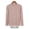 Korean Half-High Collar Slim Fit Modal T-Shirt - Long-Sleeve Solid Color Top