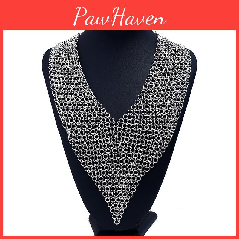 European Chain Collar Necklace With Iron Material Fringe For Party Ideas Gift
