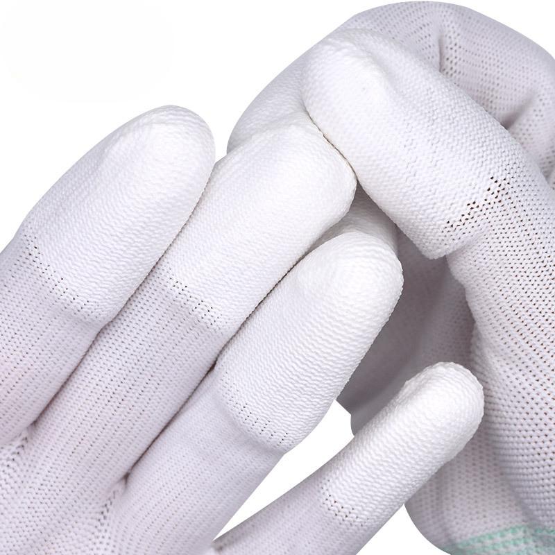 12 perechi de mănuși din nailon cu treisprezece pini Mănuși antiderapante pentru degete acoperite cu PU din nailon cu treisprezece pini Mănuși din nailon cu 13 pini Mănuși pentru degete acoperite cu PU