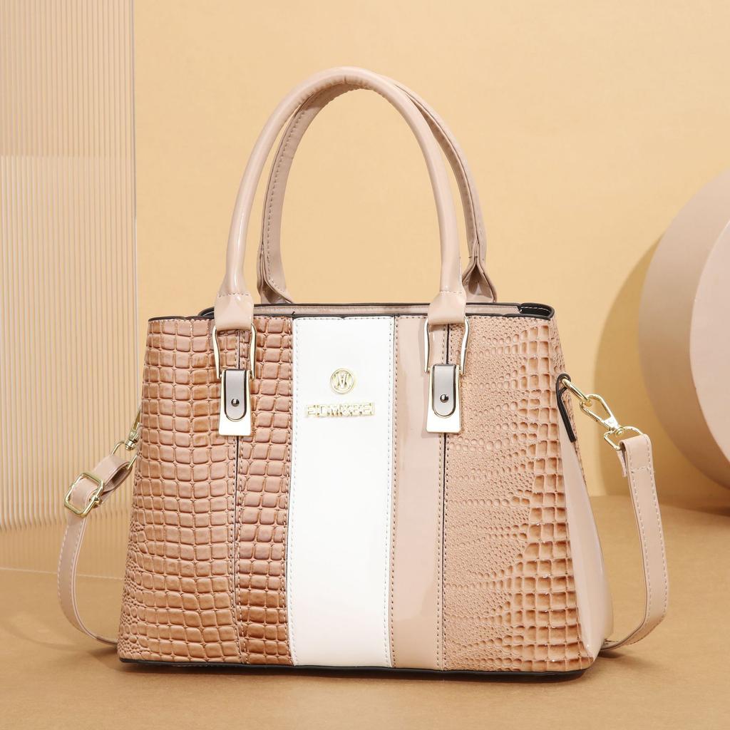 Bag Women's Bag Advanced Sense 2025 New Texture Middle-aged Mother Bag Splicing Contrasting Color Large-capacity Handbag Bag
