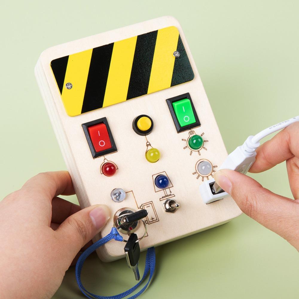 Wooden Toy LED Switch Analog Circuit Board Busy Board Montessori Teaching Aids, Early Education Educational Toys Montessori