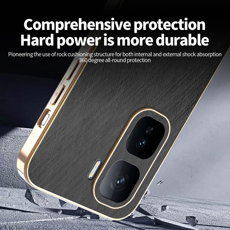 Stripe Thread Texture Leather Back Plating Case For iQOO Neo10 9 9S 8 Pro Plus Anti Fingerprint Slide Camera Protector Shell