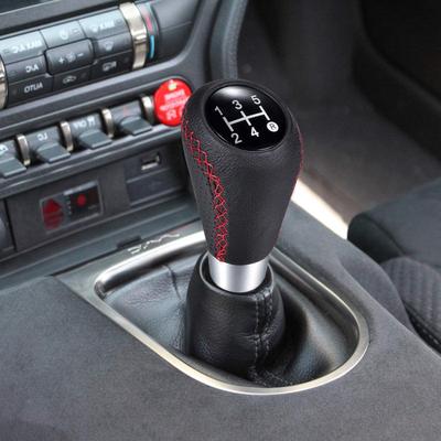 Car Manual Gear Shift Knob Shifter Black Leather Red Stitch 5 Speed Universal 8mm 10mm 12mm