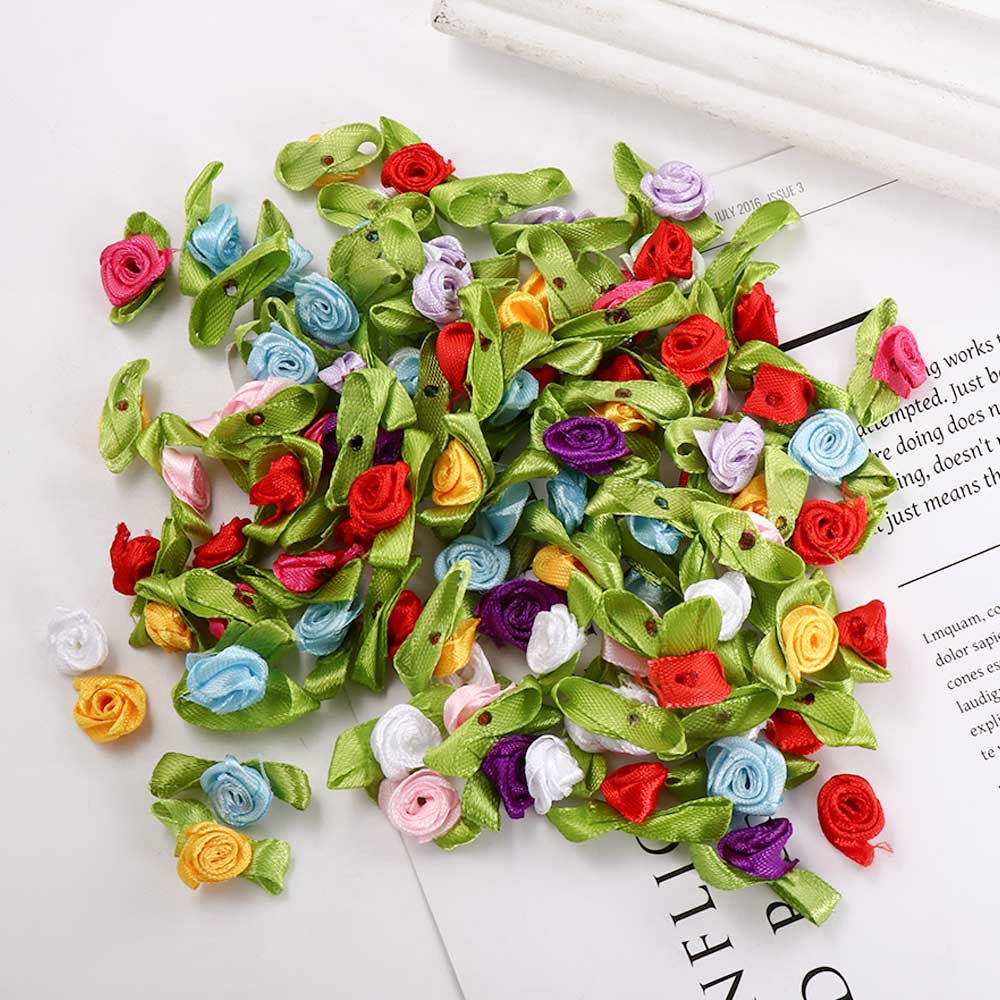 Hochzeit Klein Mehrfarbig Mini Schleifenrosen Schleife Dekorationen Künstliche Rosetten Stoffblumen