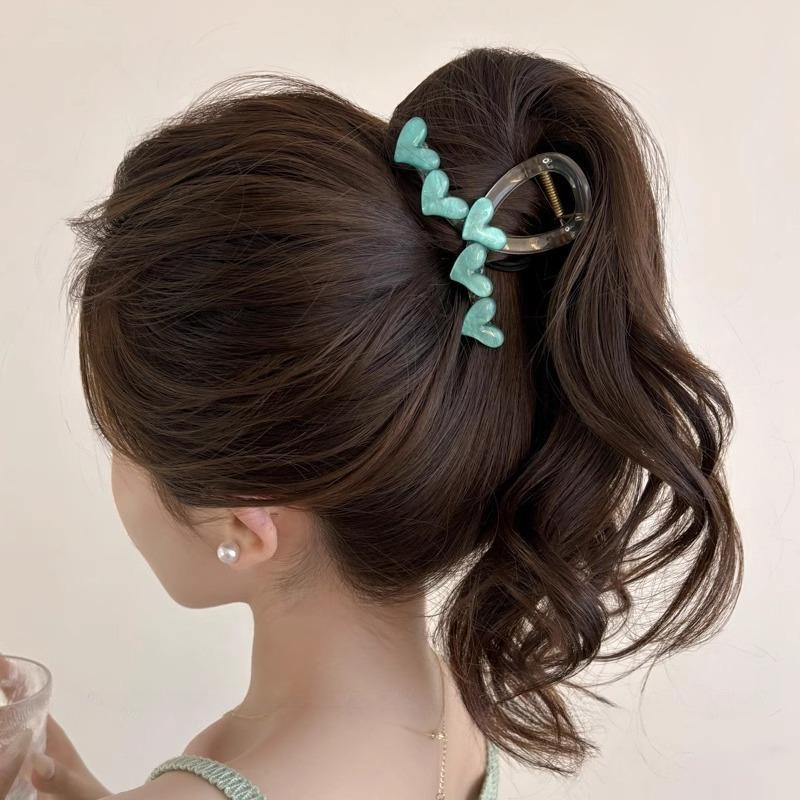 Jelly Heart Elegant Hair Claw Clip Acrylic Non Slip Strong Shark Hair Jaw Grab For Women Girls Summer Headdress Accessories