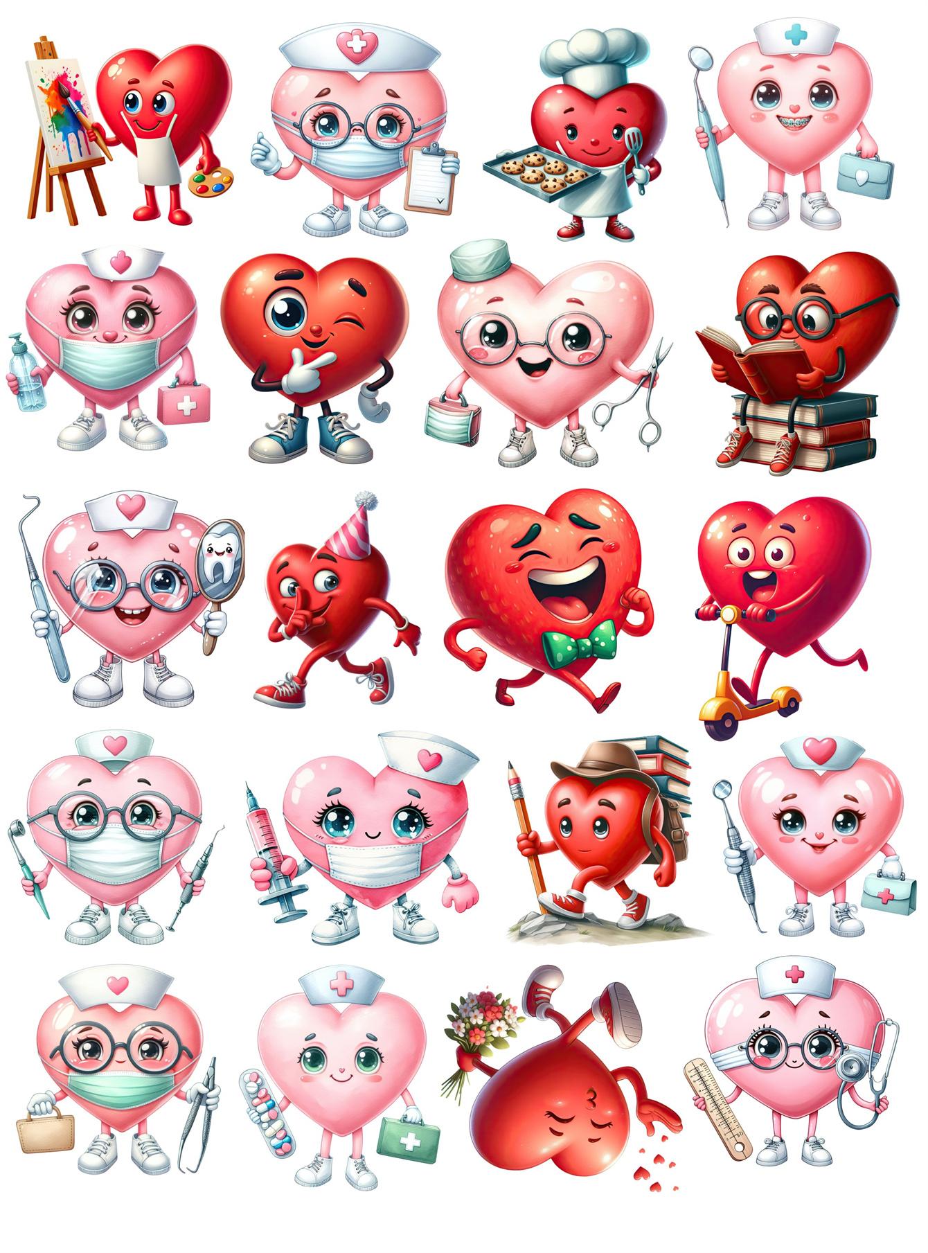 

1 Set Watercolor Cute Q Style Heart-shaped Little Person Dentist Stickers DIY Scrapbooking Journal Phone Diary Album Planner белый
