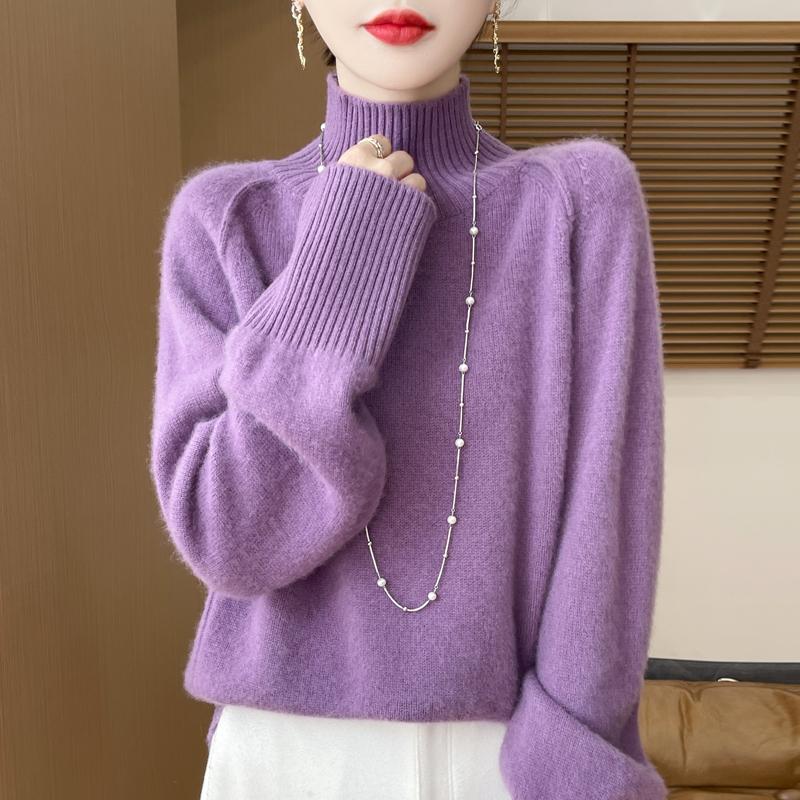 Women Sweater 100% Wool MODERN NEW SAGA Turtleneck Knit Pullover Thick Winter Jumpers Female Knit Tops