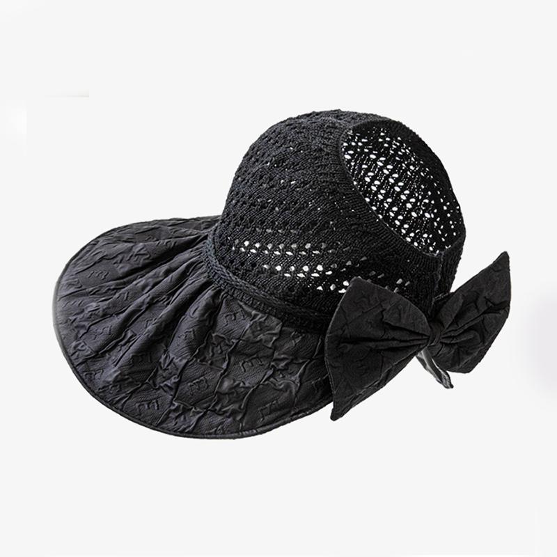 

Deep Brimmed Hat Sweet Bow Solid Color Breathable Women Hatscaps Sunshade чорний