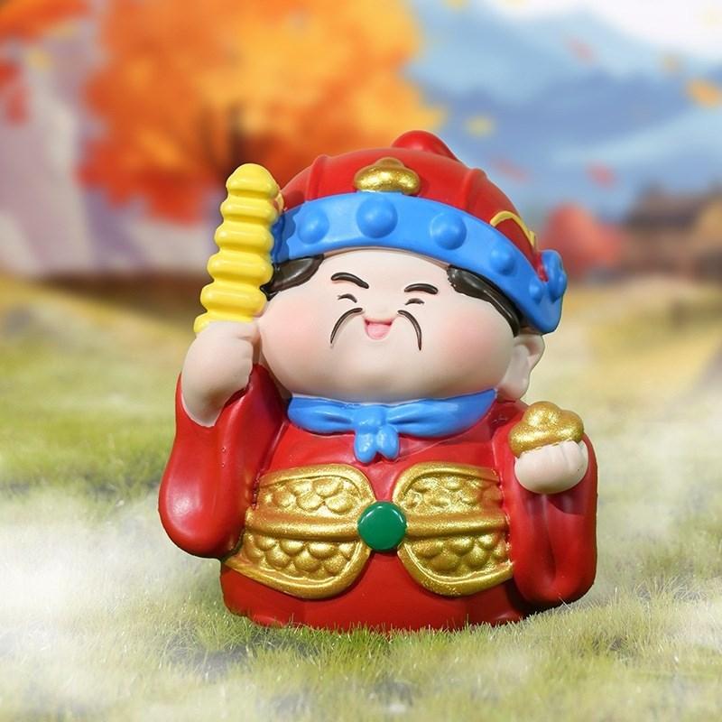 Five Wealth Gods Resin Figurine Set Cute Desk