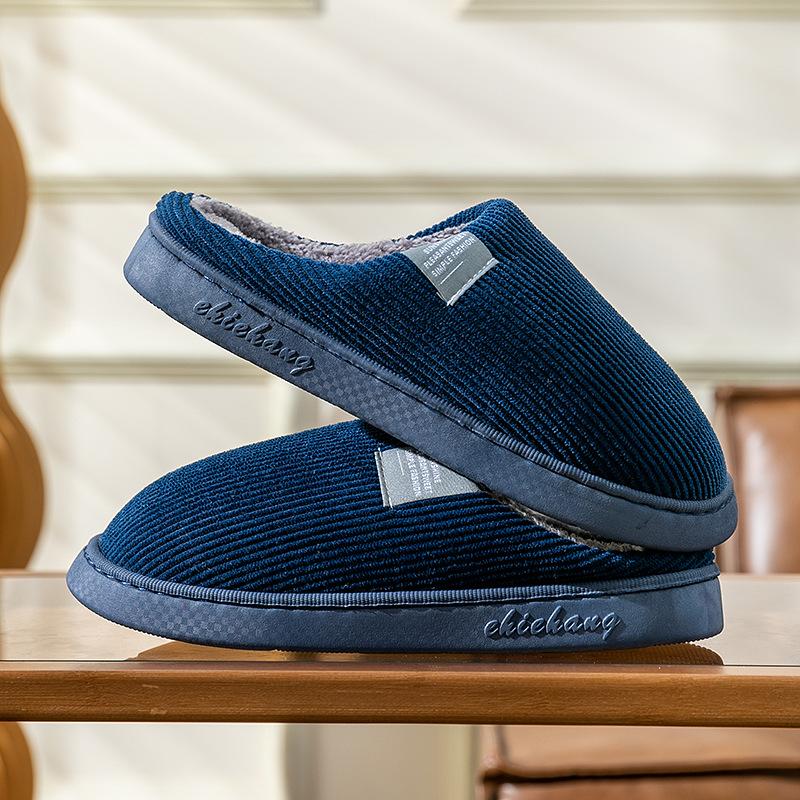 Autumn and winter couple cotton slippers winter indoor lightweight thick-soled warm home fluffy slippers shoes
