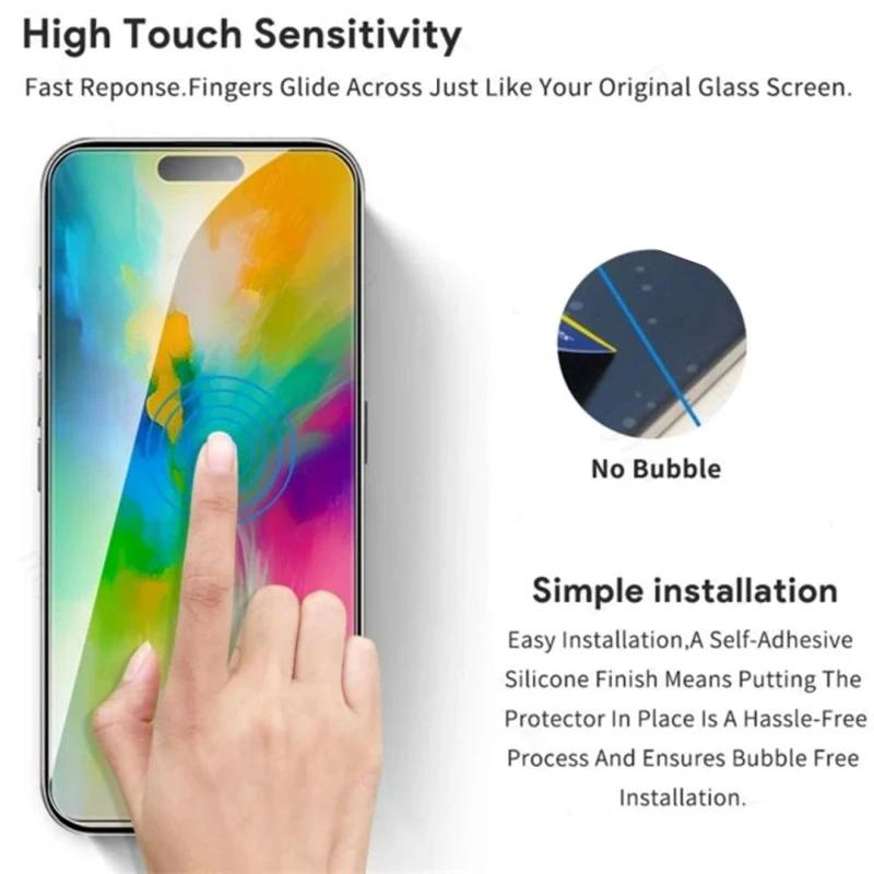 4PCS Premium Tempered Glass For IPhone 16 15 14 13 Pro Max 16 14 15 Plus Anti-Scratch Screen Protector Clear HD Full Screen Glass Film