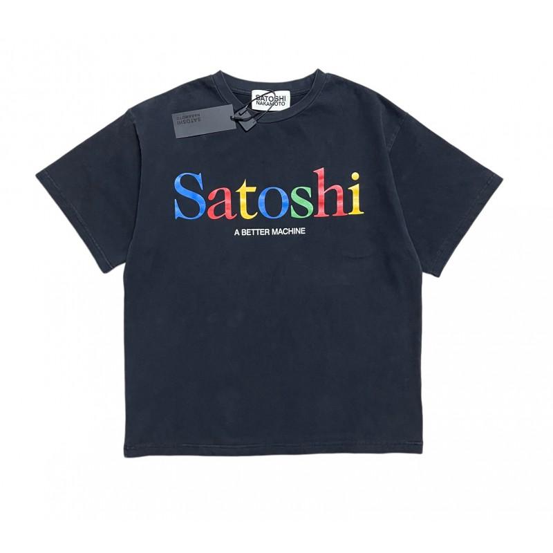 T-shirt Coton Surdimensionné Homme Avec Impression Graphique Satoshi Lavage Vintage Hip Hop Streetwear Manches Courtes