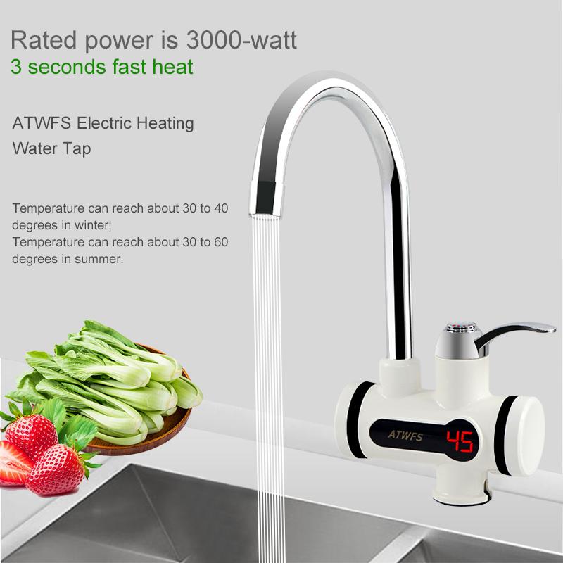 ATWFS Rubinetto Acqua Calda Elettrica Istantanea Rubinetto Acqua Calda e Fredda per Cucina 220V 3000W